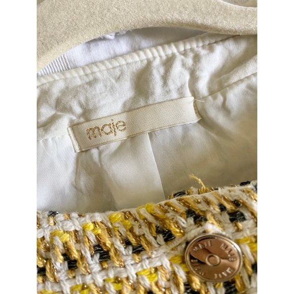 MAJE Rill Yellow Tweed Dress Women’s 2 - Picture 8 of 12